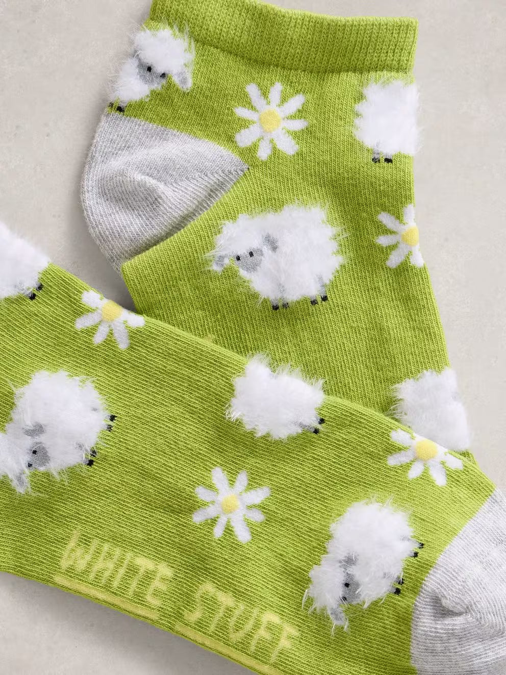 White Stuff Fluffy Sheep Sock - Mid Green