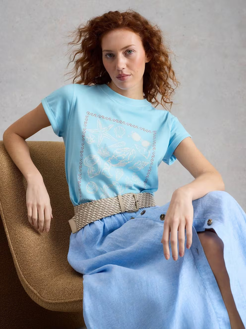 White Stuff Gina Graphic Tee - Blue Print