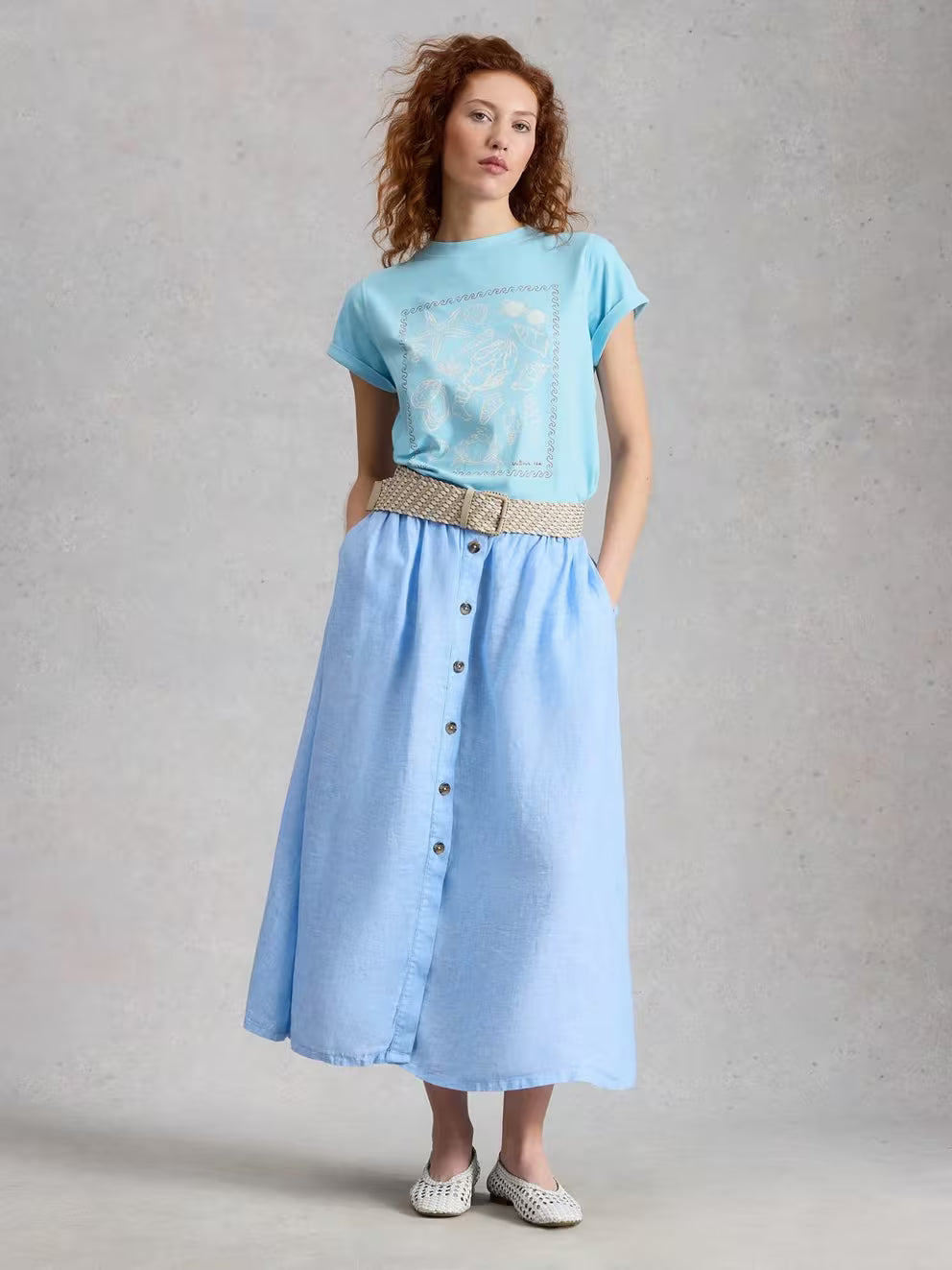 White Stuff Gina Graphic Tee - Blue Print