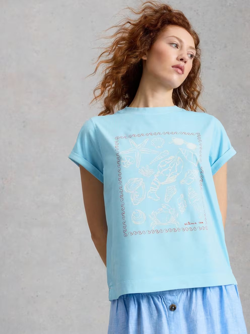 White Stuff Gina Graphic Tee - Blue Print