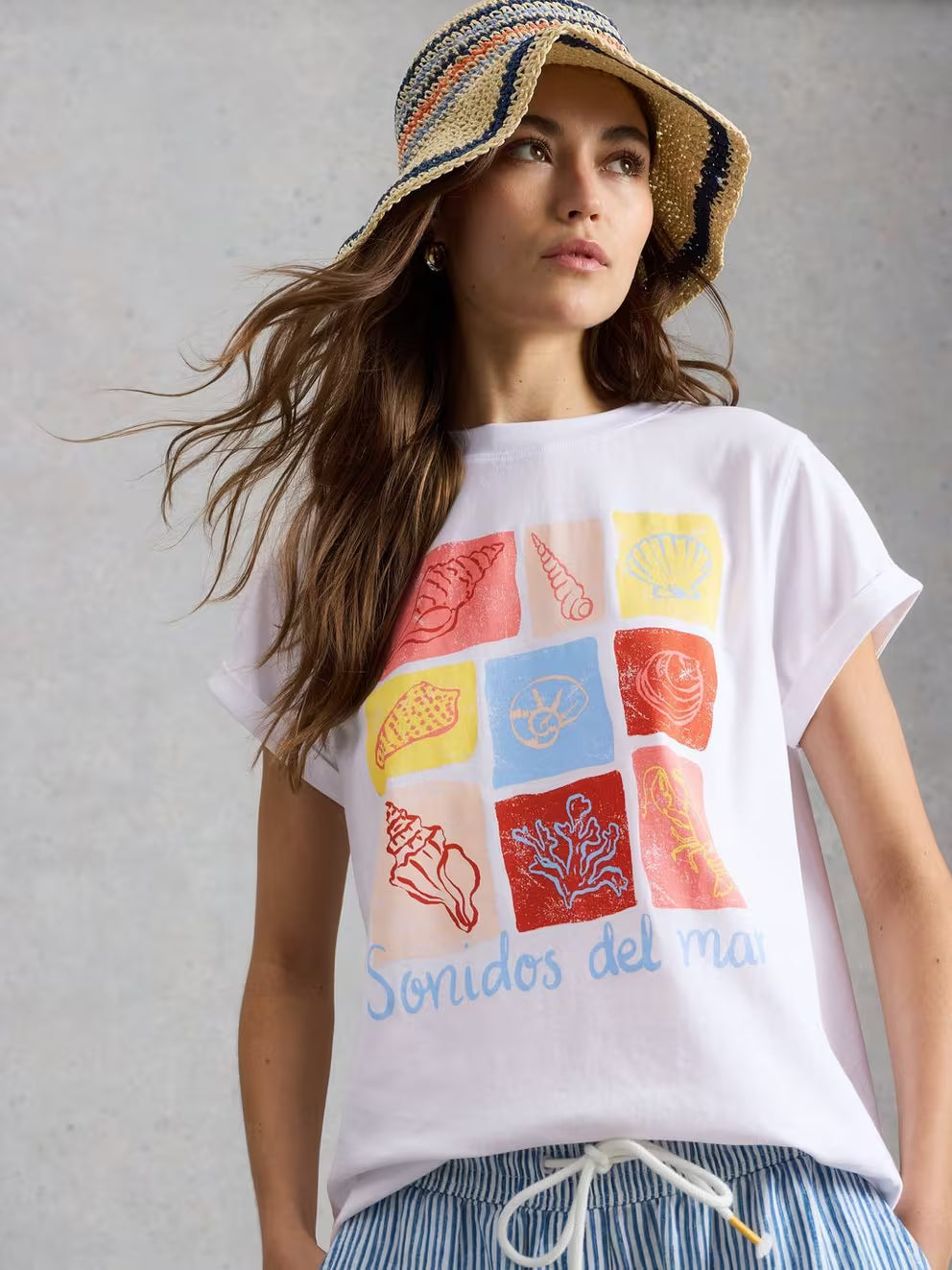 White Stuff Gina Graphic Tee - Ivory Print