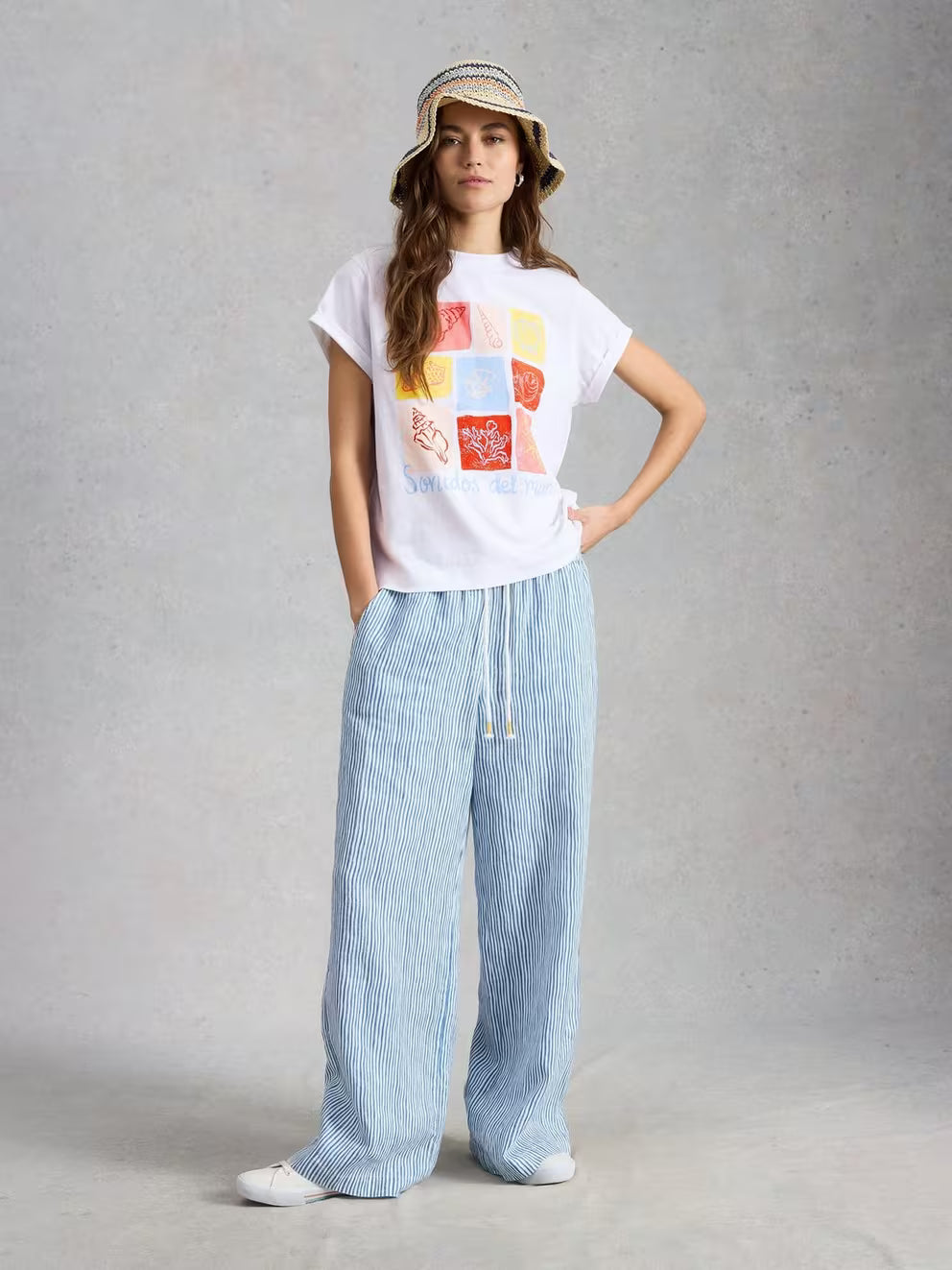 White Stuff Gina Graphic Tee - Ivory Print