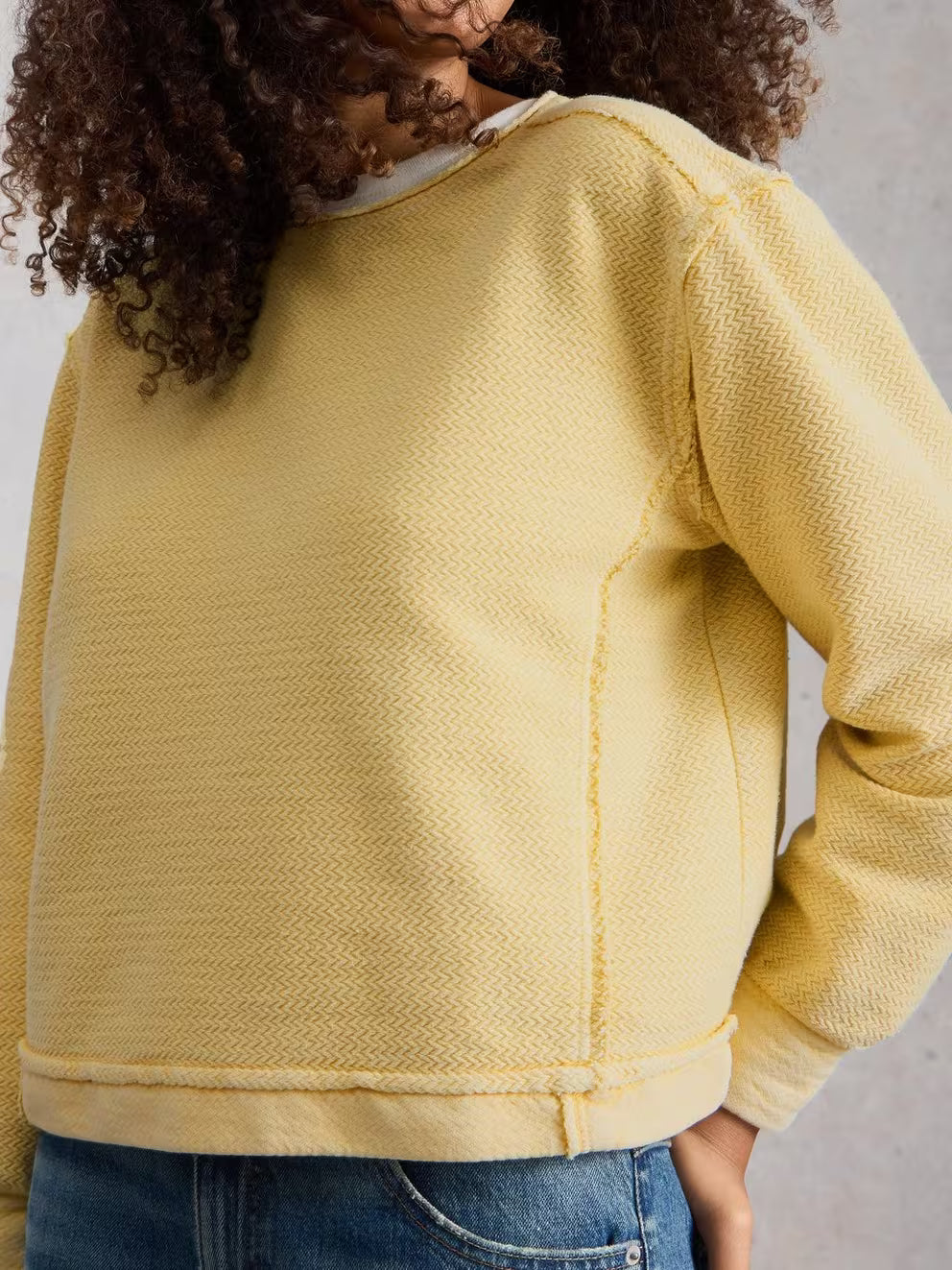White Stuff Herringbone Sweater - Light Yellow