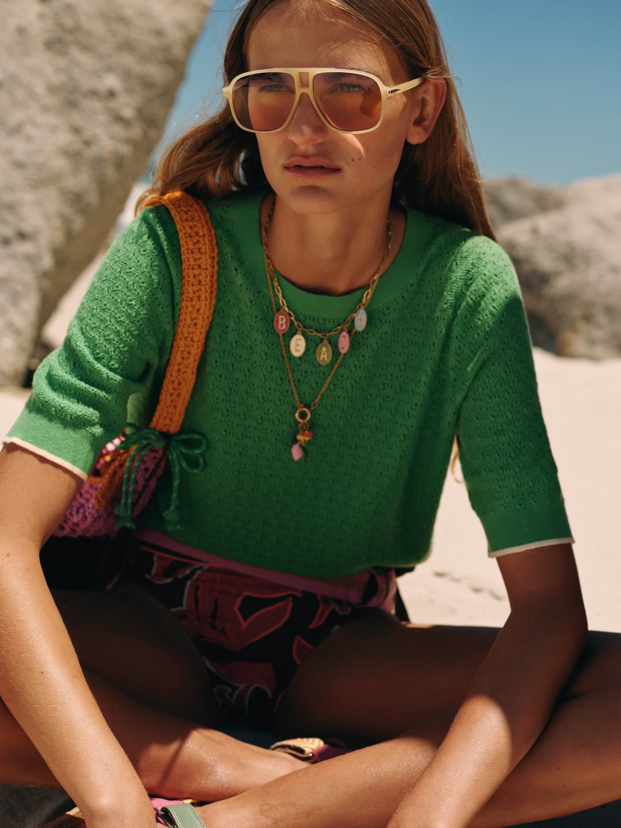White Stuff Holly Pointelle Tee - Bright Green