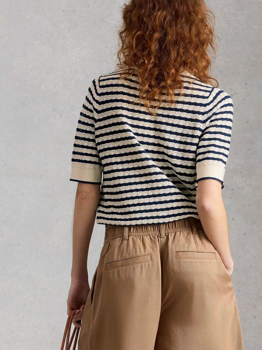 White Stuff Holly Pointelle Tee - Ivory Multi