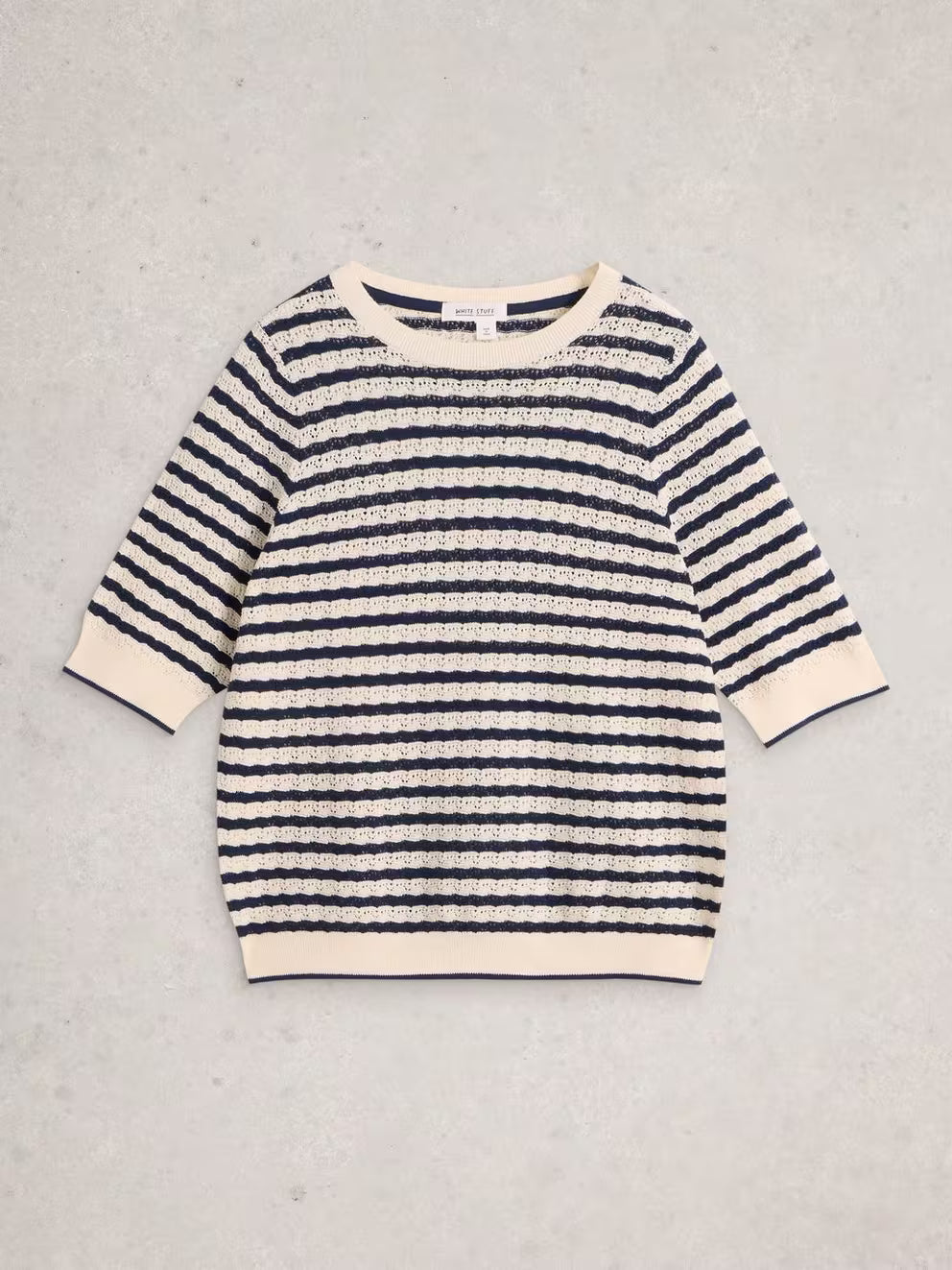 White Stuff Holly Pointelle Tee - Ivory Multi