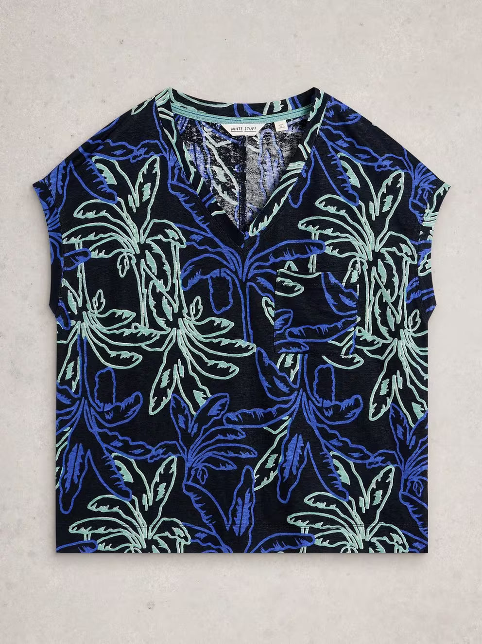 White Stuff Iris Linen Tee - Navy Print