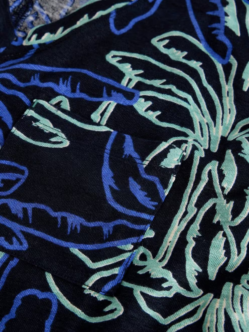 White Stuff Iris Linen Tee - Navy Print