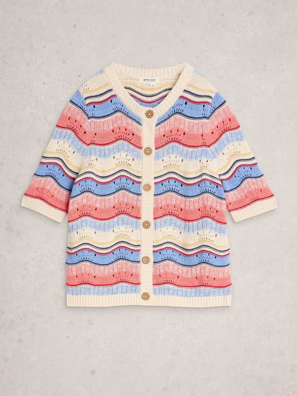 White Stuff Isabella Wavy Cardi - Ivory Multi