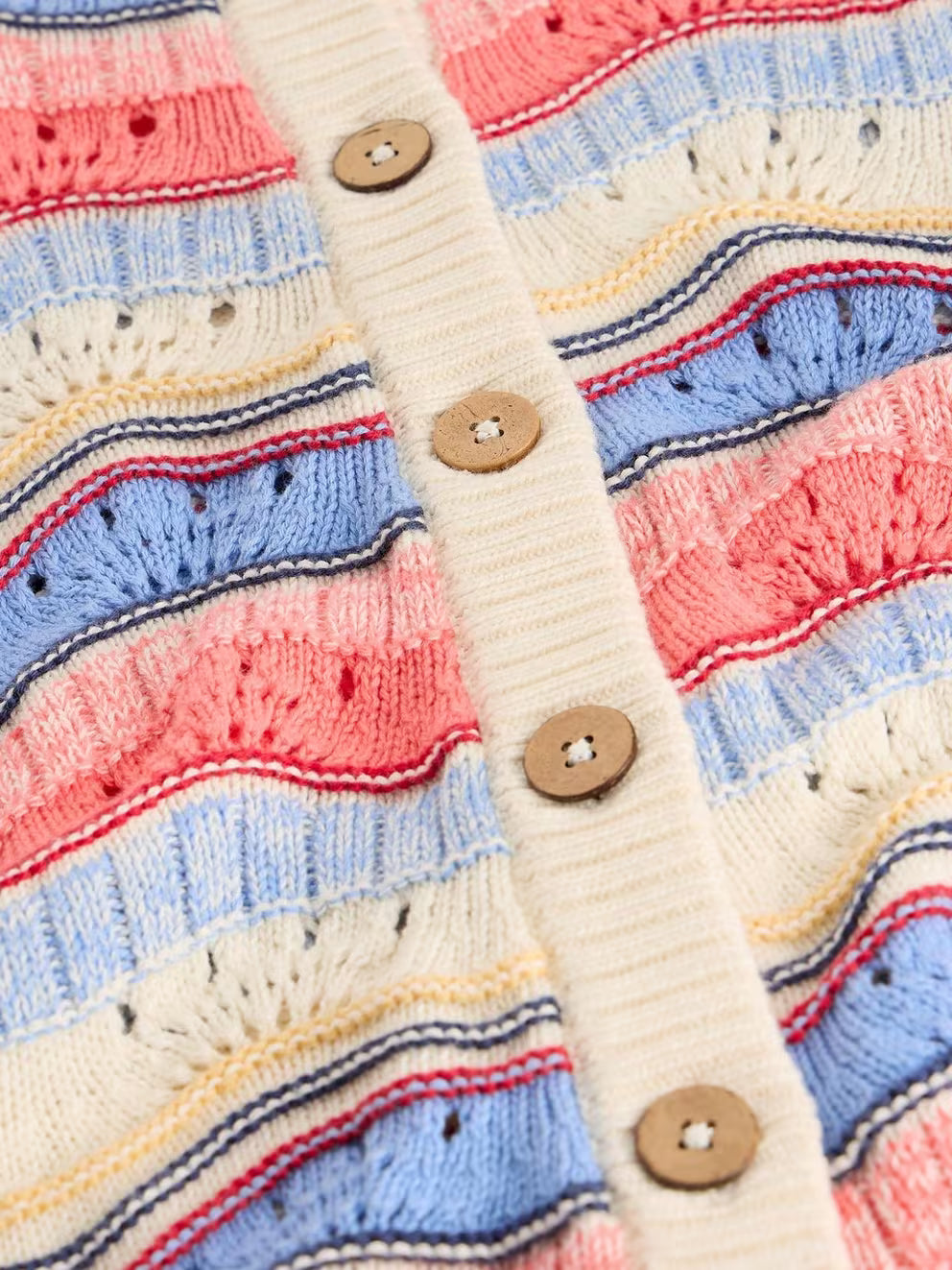White Stuff Isabella Wavy Cardi - Ivory Multi