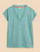 White Stuff Ivy Linen V-Neck Tee - Teal Clothing - Tops - Shirts - SS Knits by White Stuff | Grace the Boutique