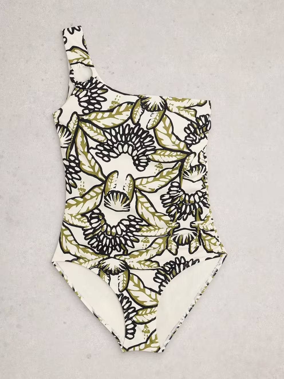White Stuff Ivy One Shoulder Swimsuit - Ivory Print