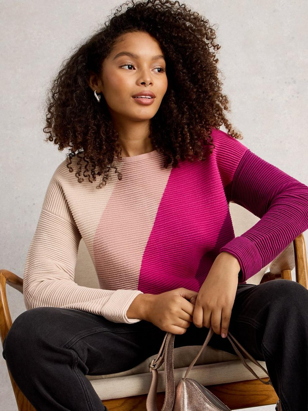 White Stuff Jana Colourblock Jumper - Purple