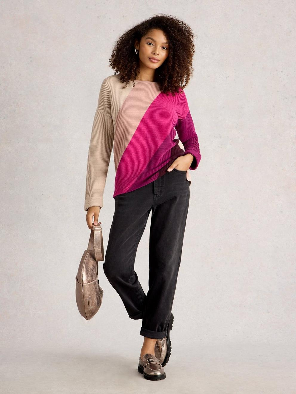 White Stuff Jana Colourblock Jumper - Purple