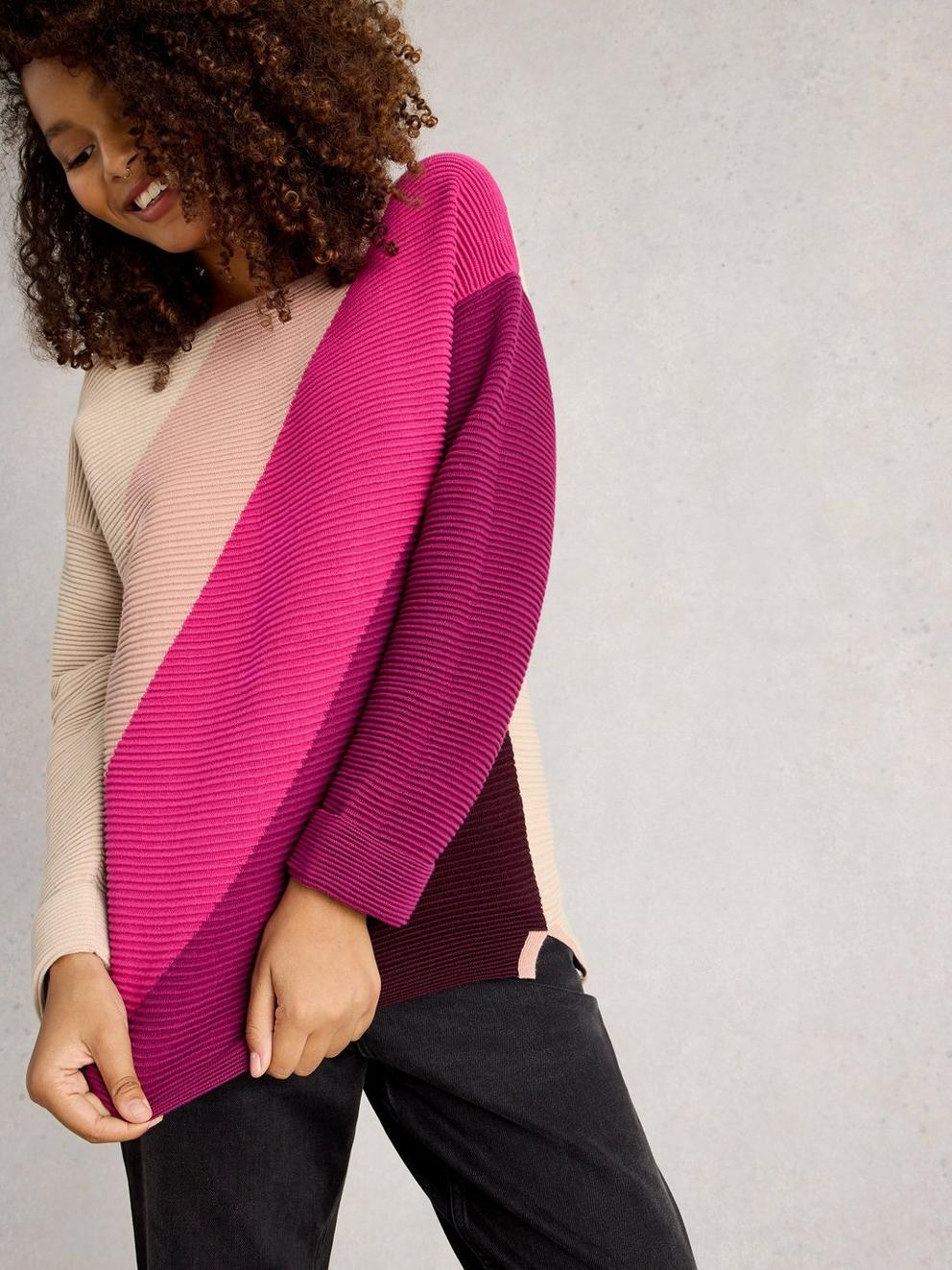 White Stuff Jana Colourblock Jumper - Purple