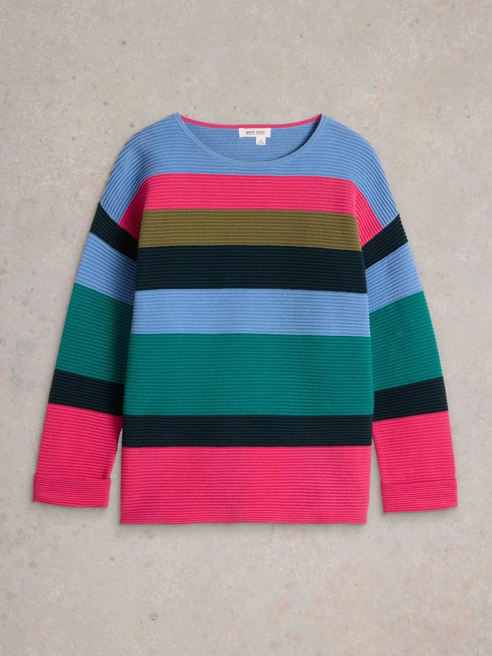 White Stuff Jana Stripe Jumper - Teal Multi Clothing - Tops - Sweaters - Pullovers by White Stuff | Grace the Boutique