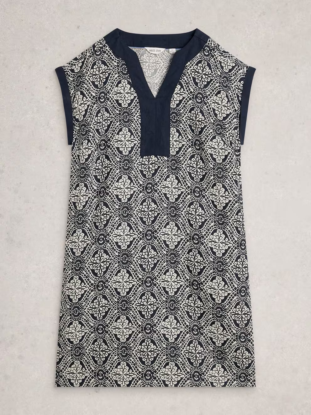White Stuff Jilly Linen Dress - Navy Multi