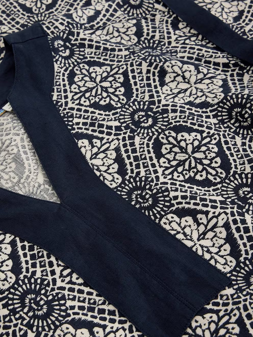 White Stuff Jilly Linen Dress - Navy Multi
