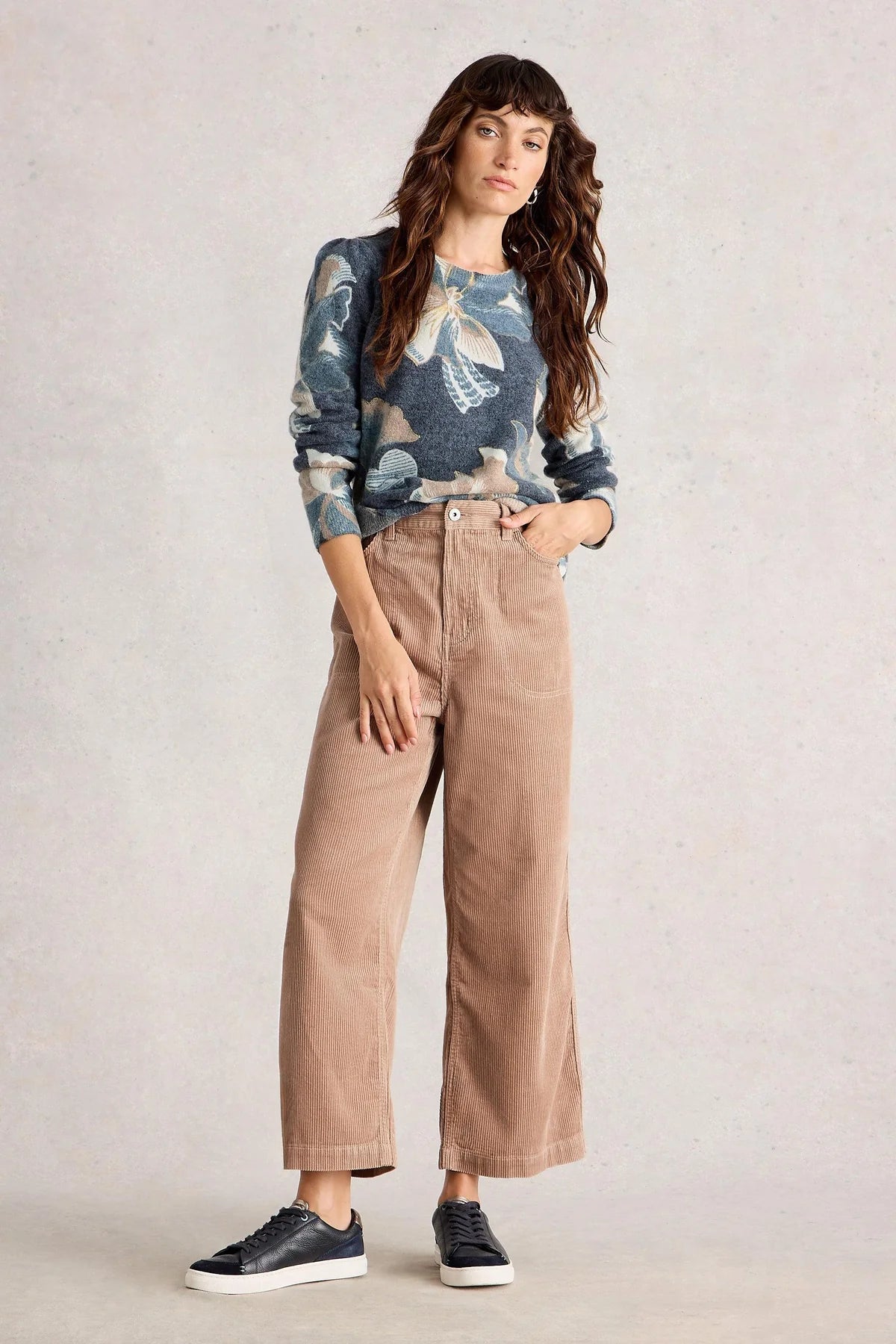 White Stuff Jodie Printed Foil Jumper - Navy