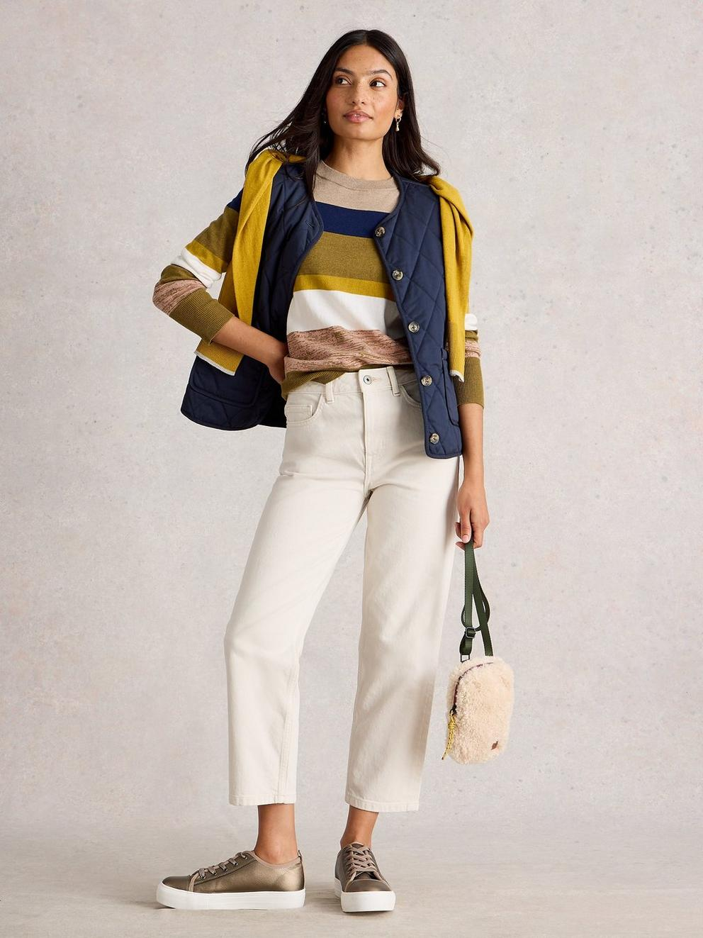 White Stuff Katie Stripe Jumper - Green Multi