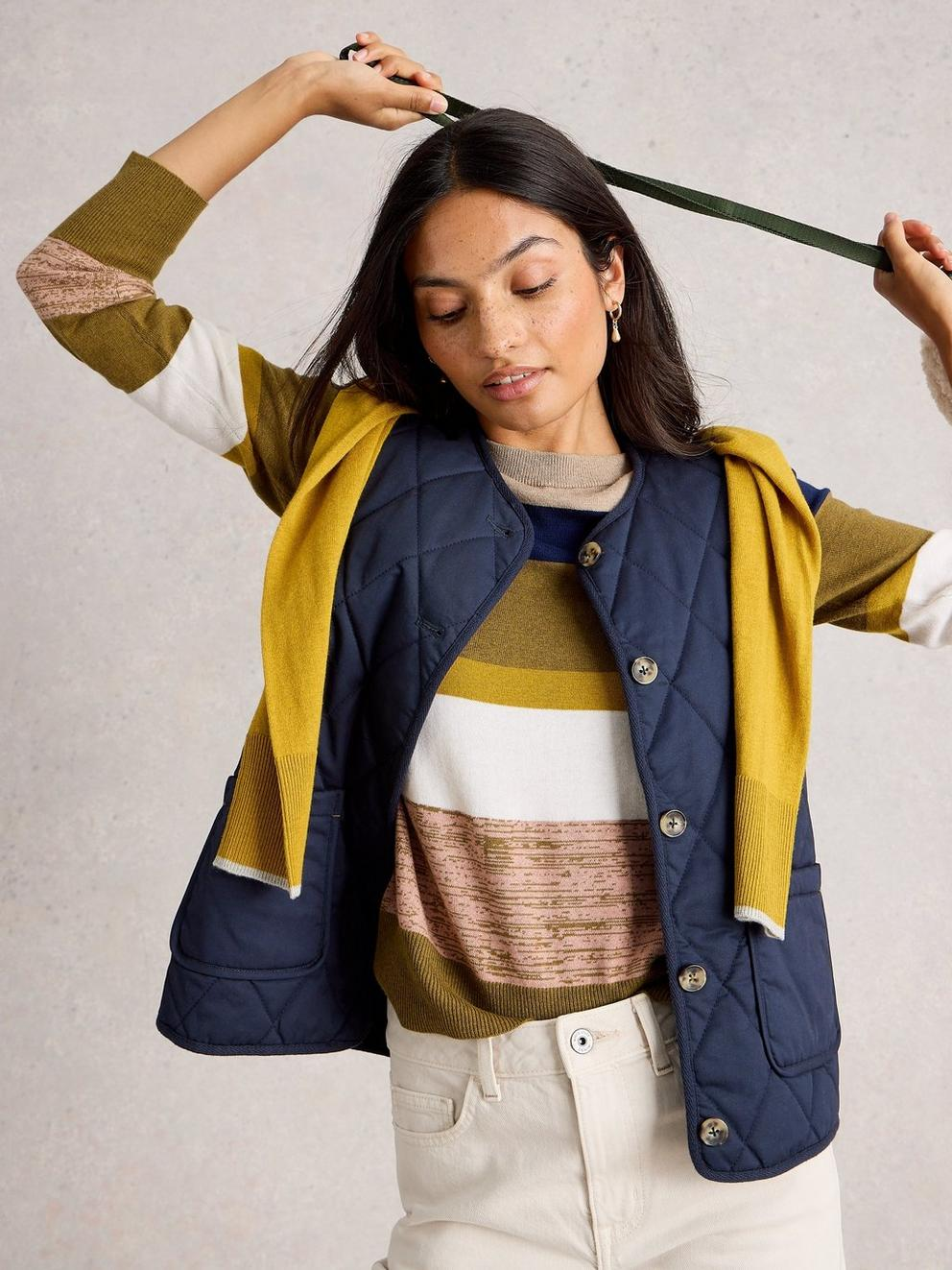 White Stuff Katie Stripe Jumper - Green Multi