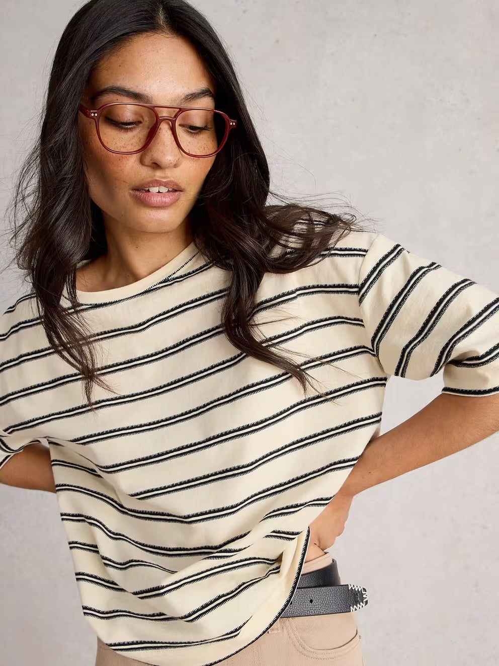 White Stuff Katya Stripe Tee - Ivory Multi