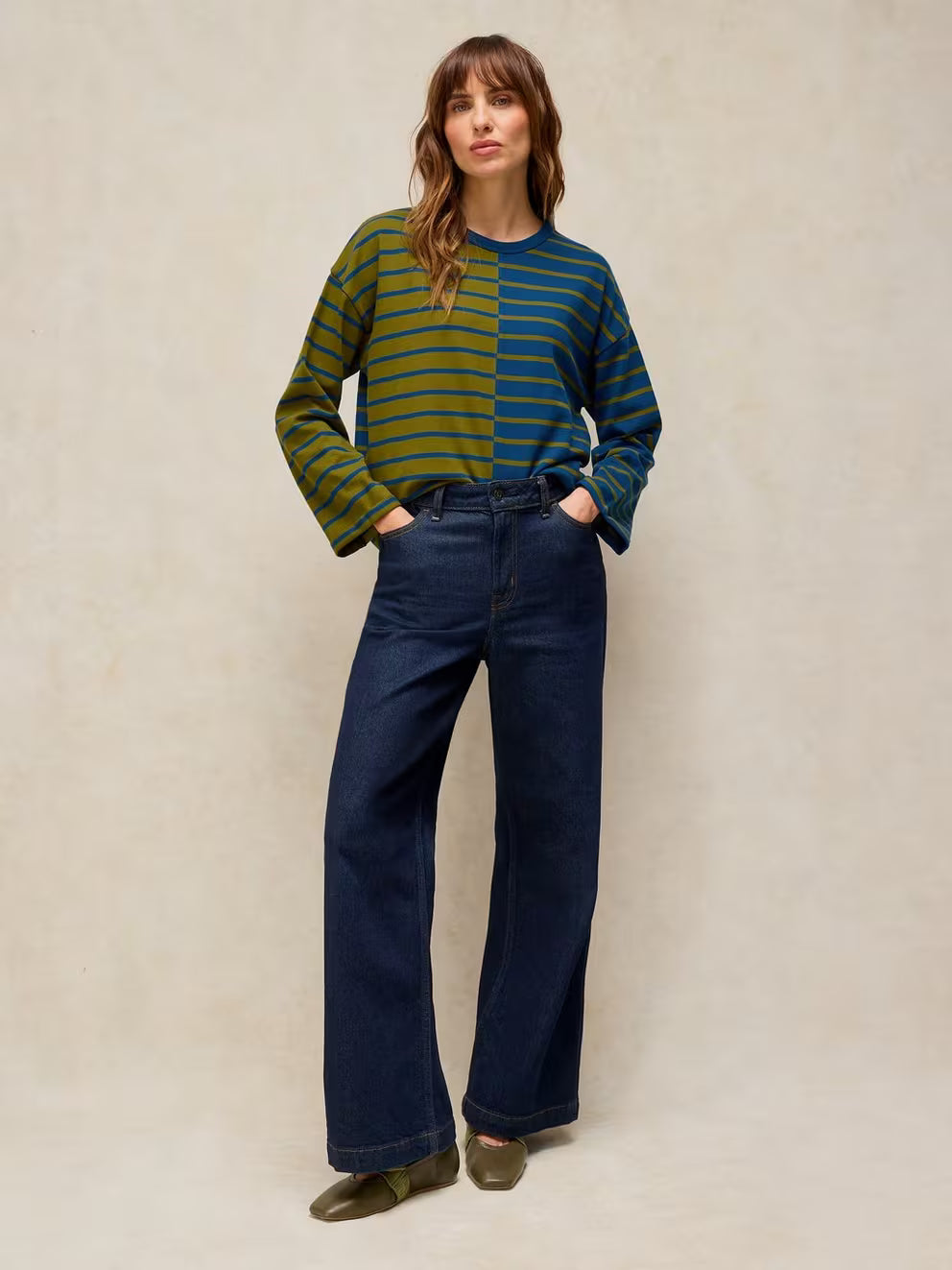 White Stuff Kim Midweight LS Tee - Green Multi