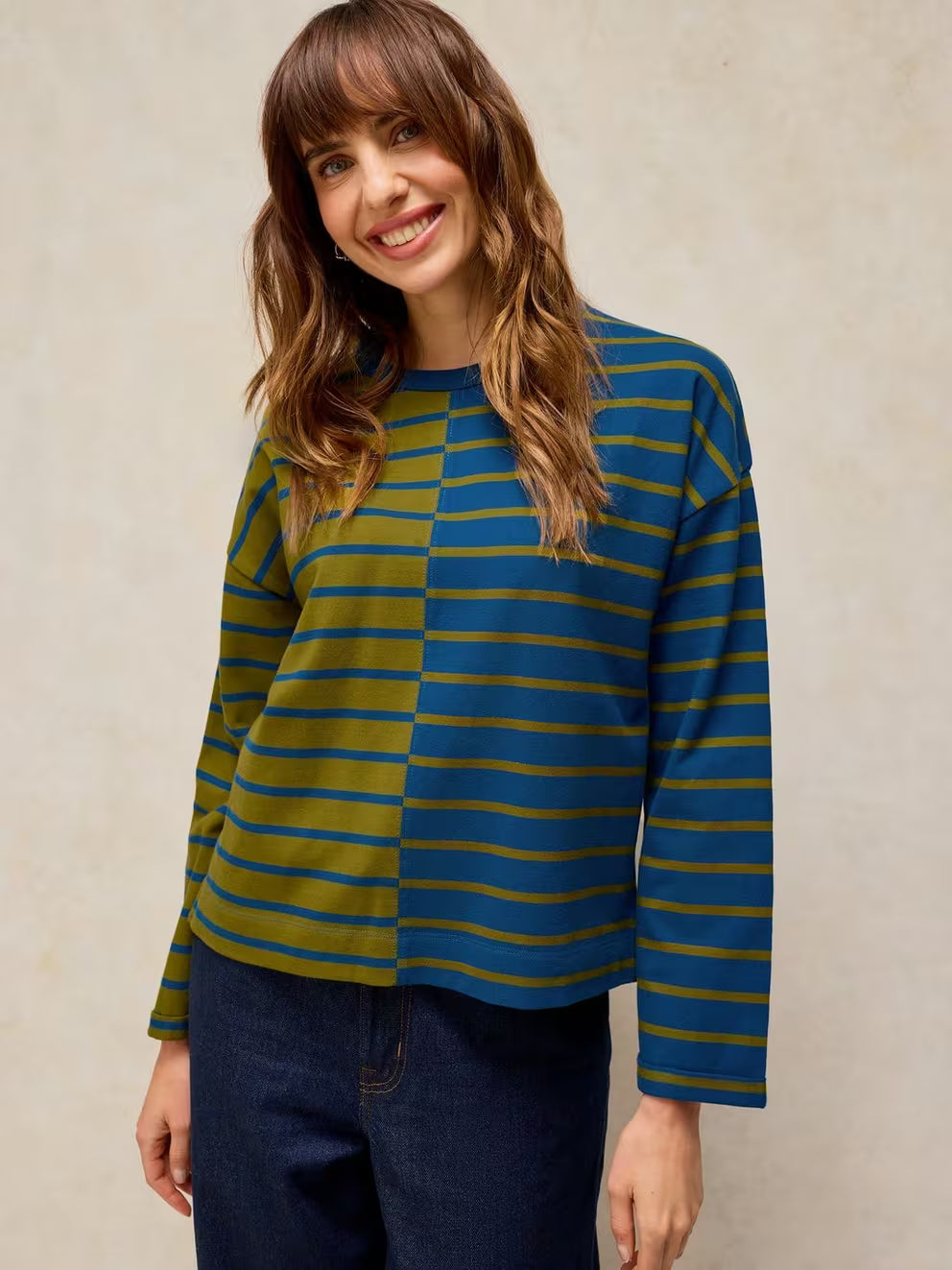 White Stuff Kim Midweight LS Tee - Green Multi