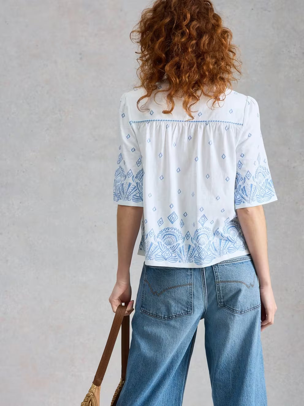 White Stuff Lizzie Border Embroidered Top - White