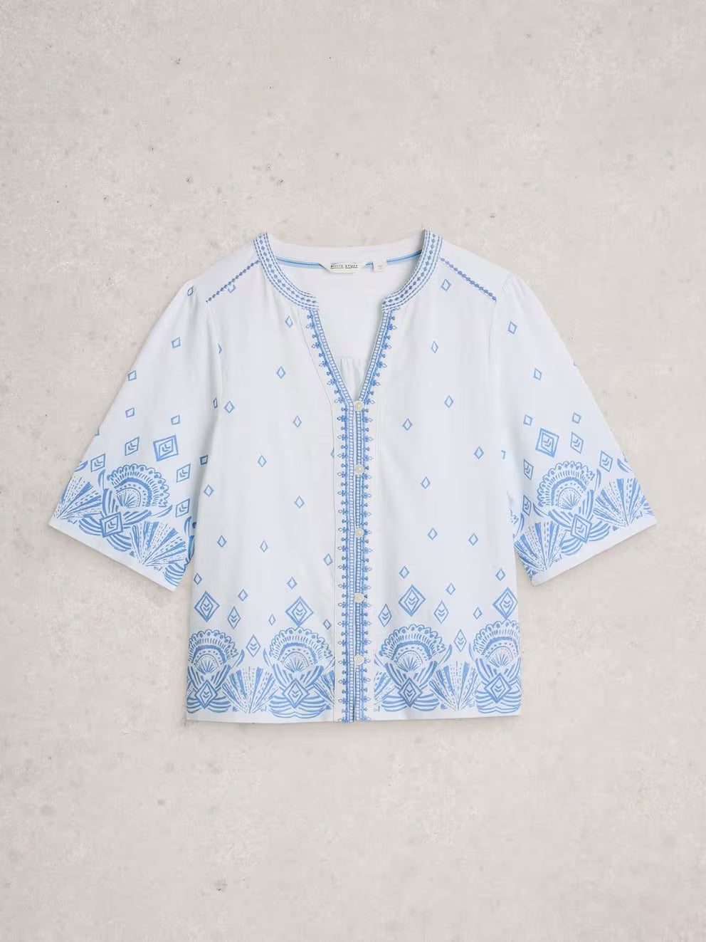 White Stuff Lizzie Border Embroidered Top - White