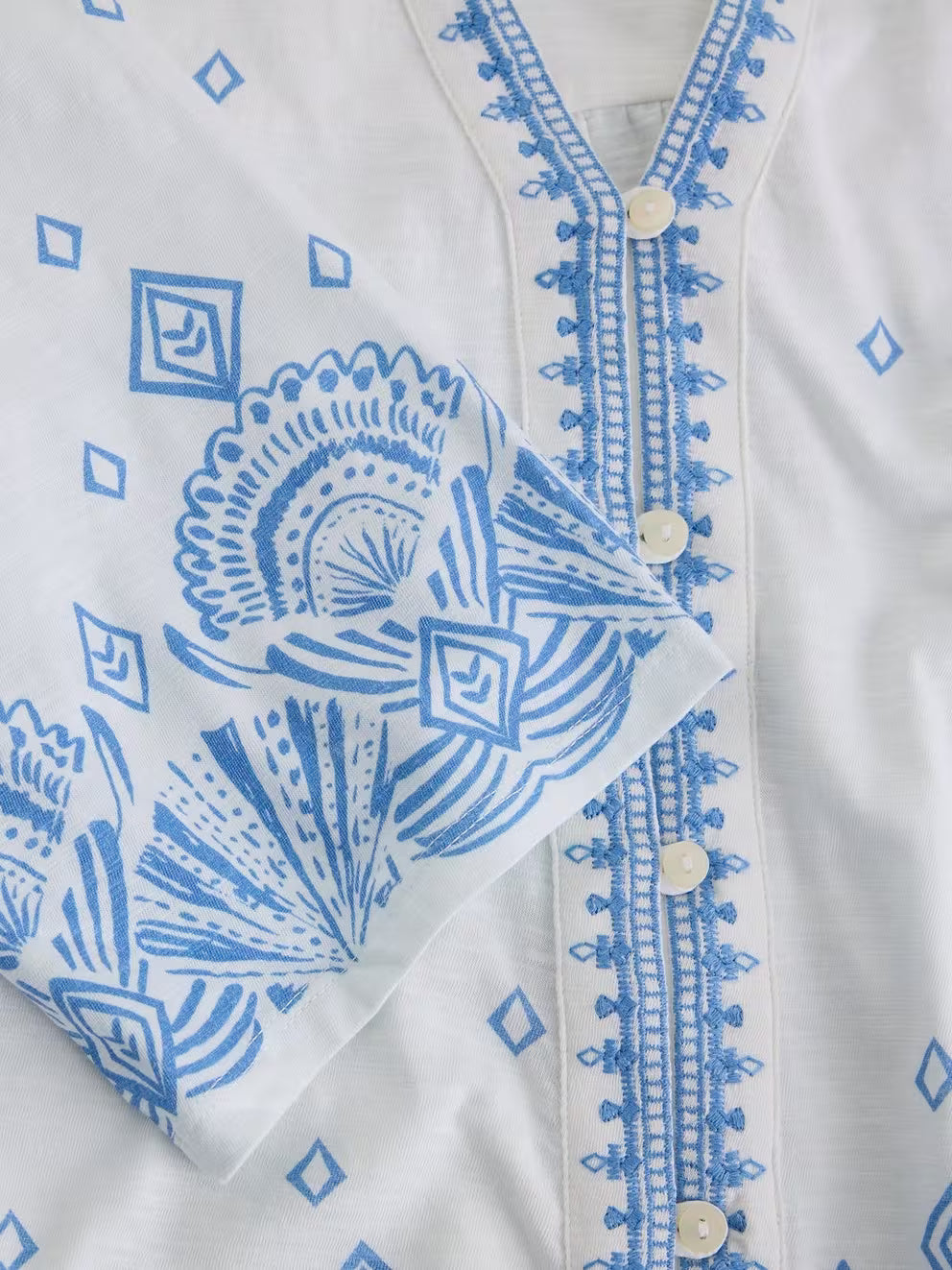 White Stuff Lizzie Border Embroidered Top - White