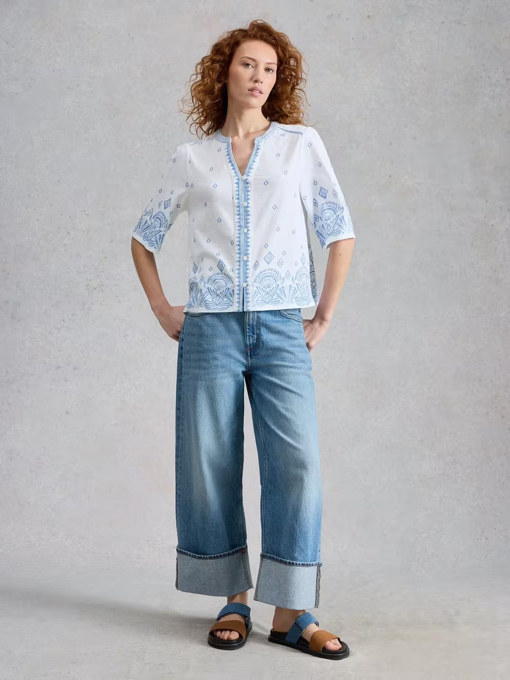 White Stuff Lizzie Border Embroidered Top - White