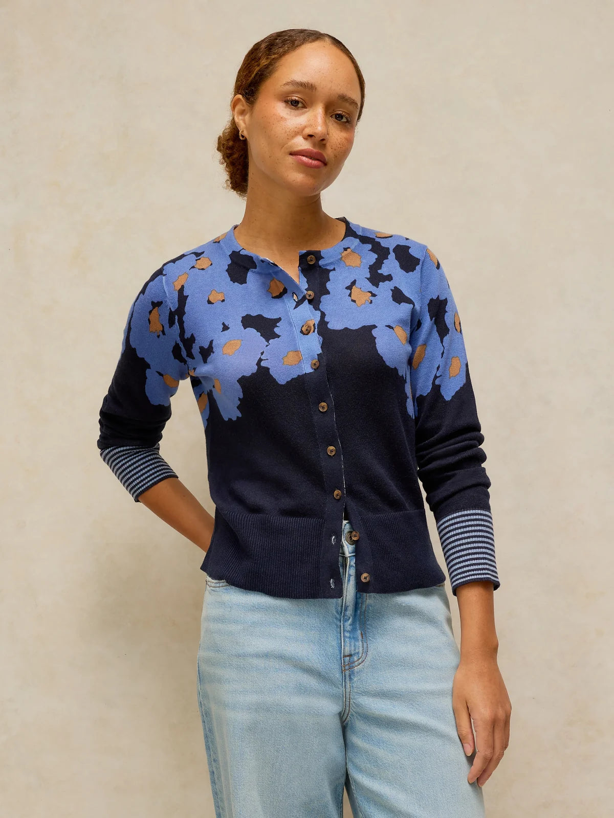 White Stuff Lois Print Cardi - Blue Print