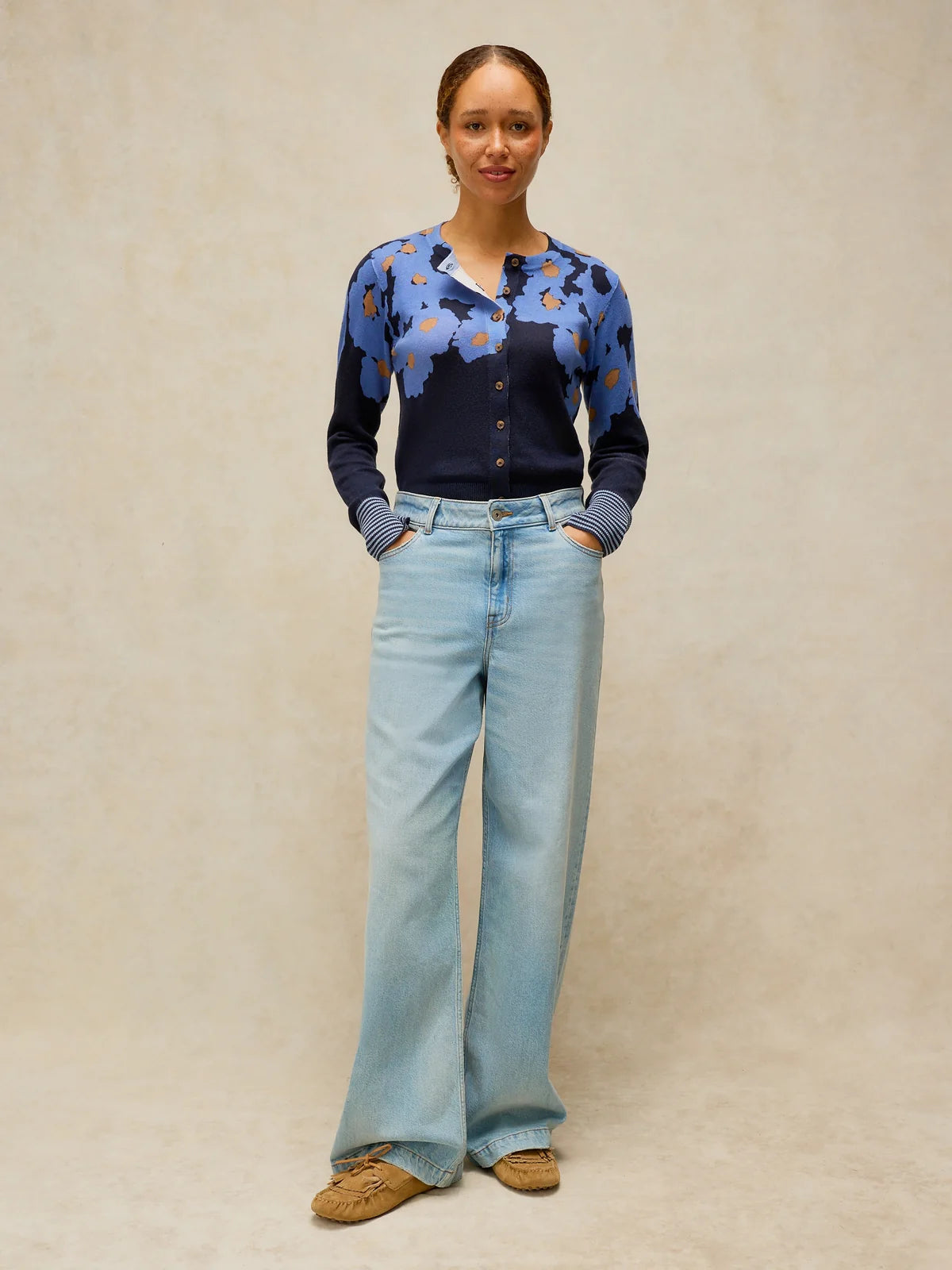 White Stuff Lois Print Cardi - Blue Print