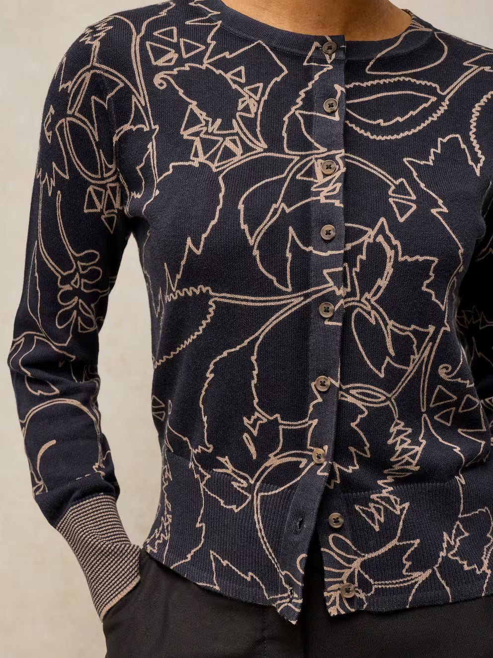White Stuff Lois Print Cardi - Navy Print
