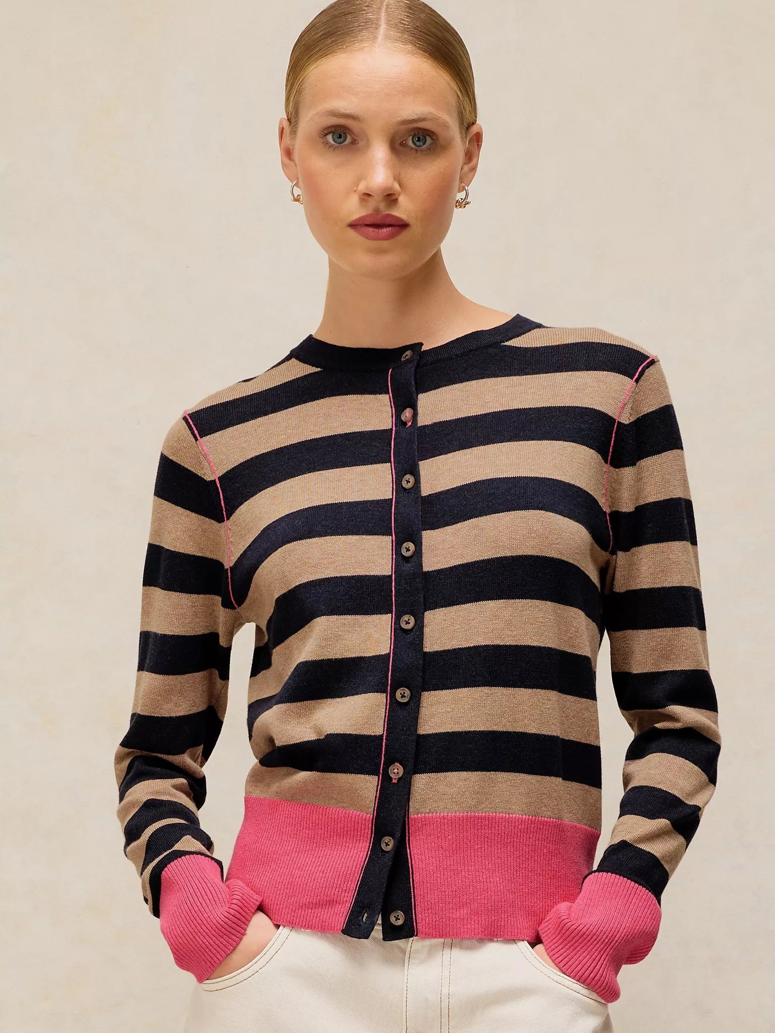 White Stuff Lois Stripe Cardi - Navy Multi