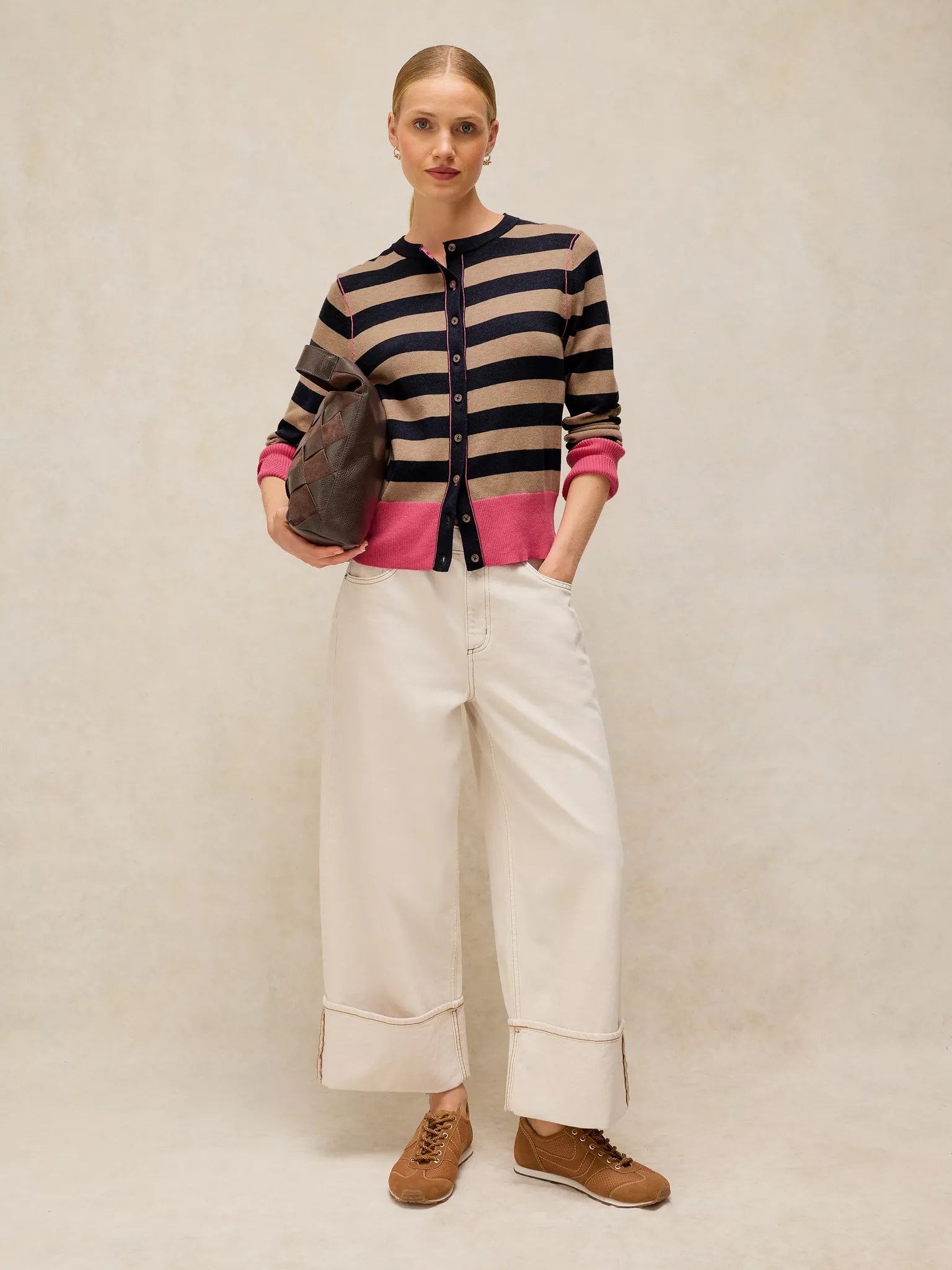 White Stuff Lois Stripe Cardi - Navy Multi
