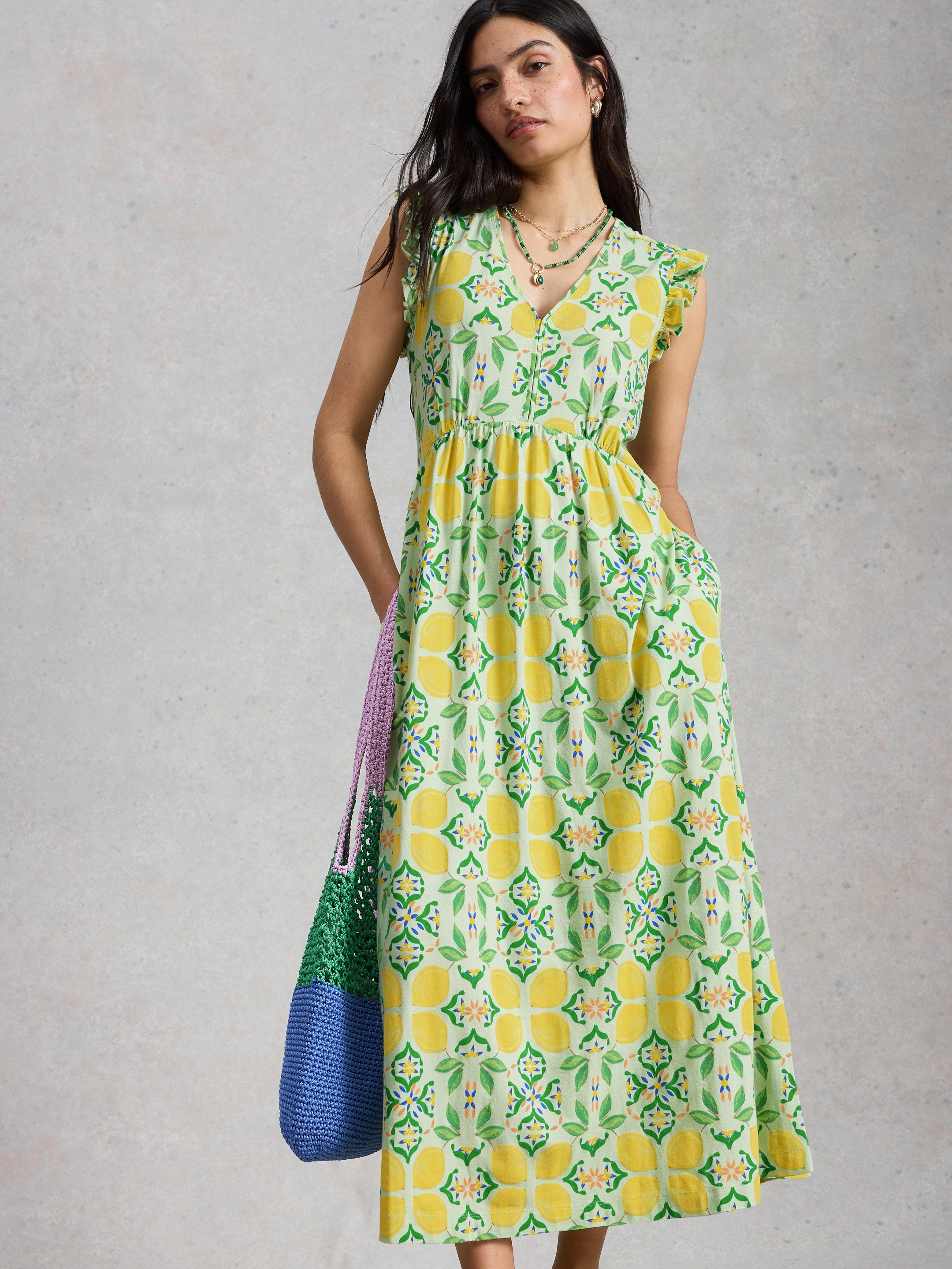 White Stuff Lorna Jersey Maxi Dress - Green Multi