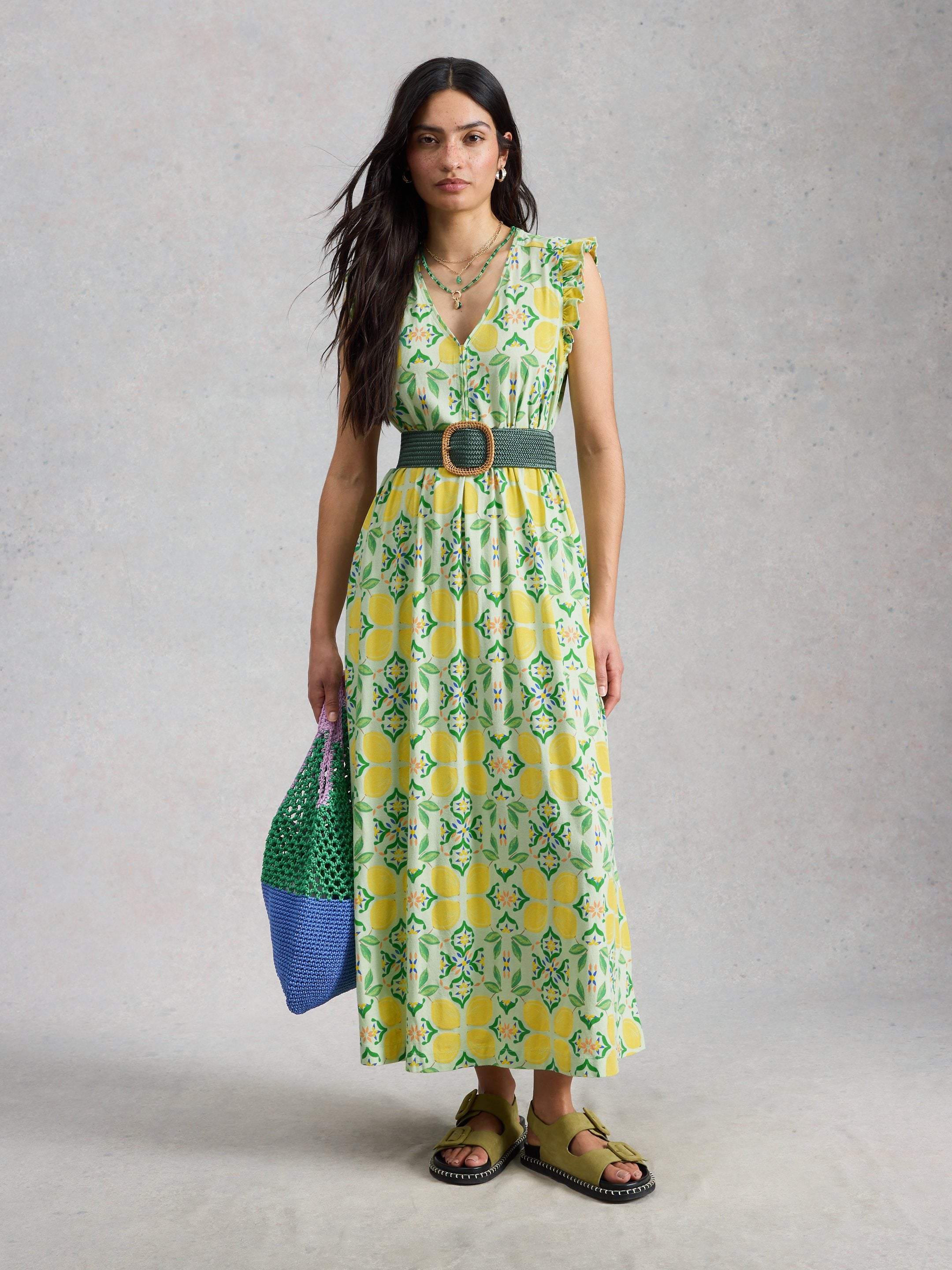 White Stuff Lorna Jersey Maxi Dress - Green Multi
