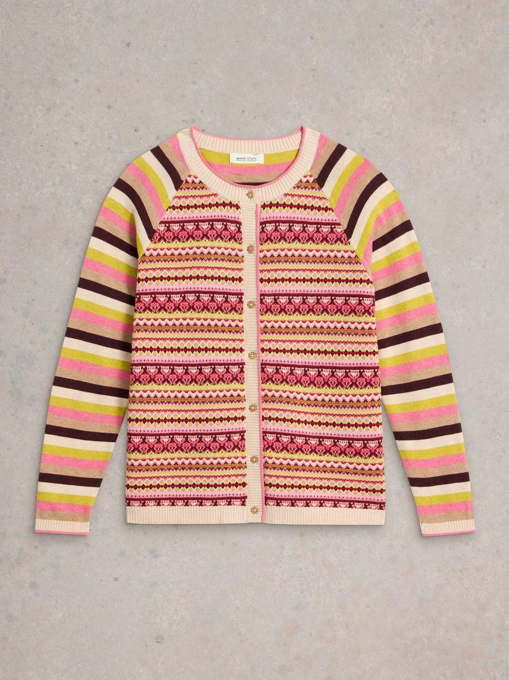 White Stuff Lulu Fairisle Cardi - Pink Multi Clothing - Tops - Sweaters - Cardigans by White Stuff | Grace the Boutique