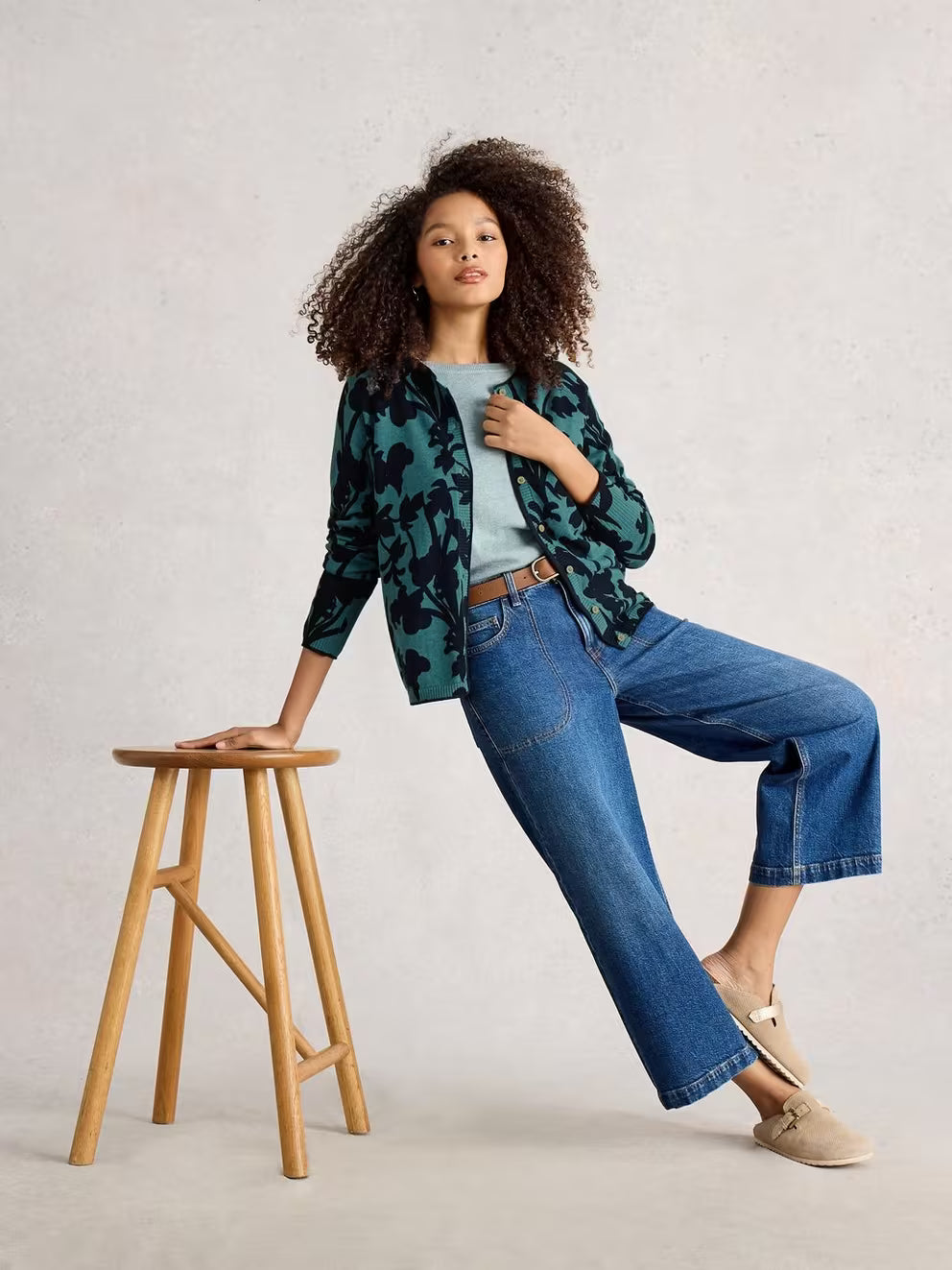 White Stuff Lulu Print Cardi - Blue