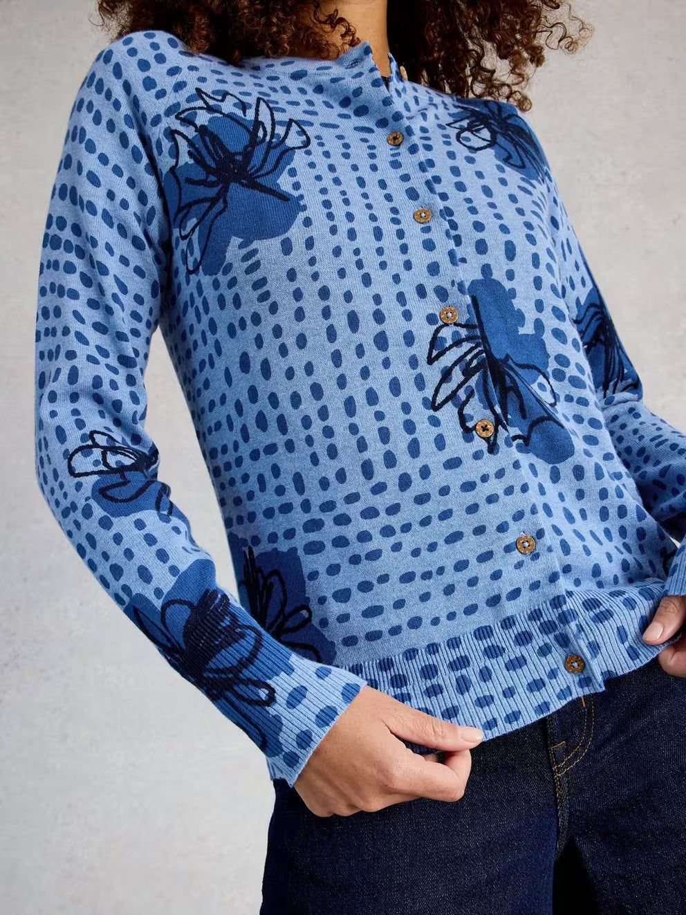 White Stuff Lulu Print Cardi - Blue Print