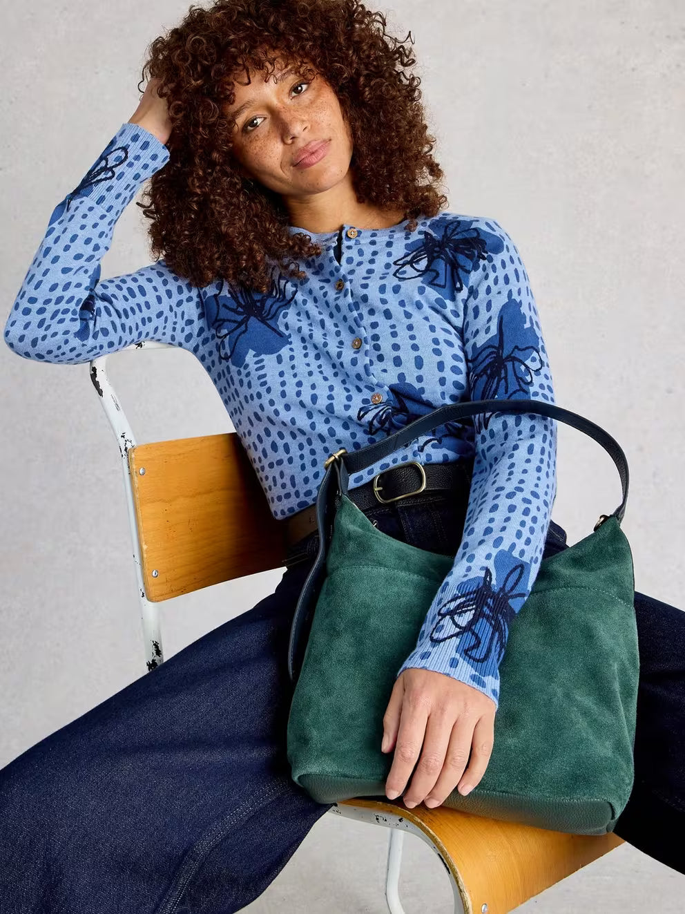 White Stuff Lulu Print Cardi - Blue Print