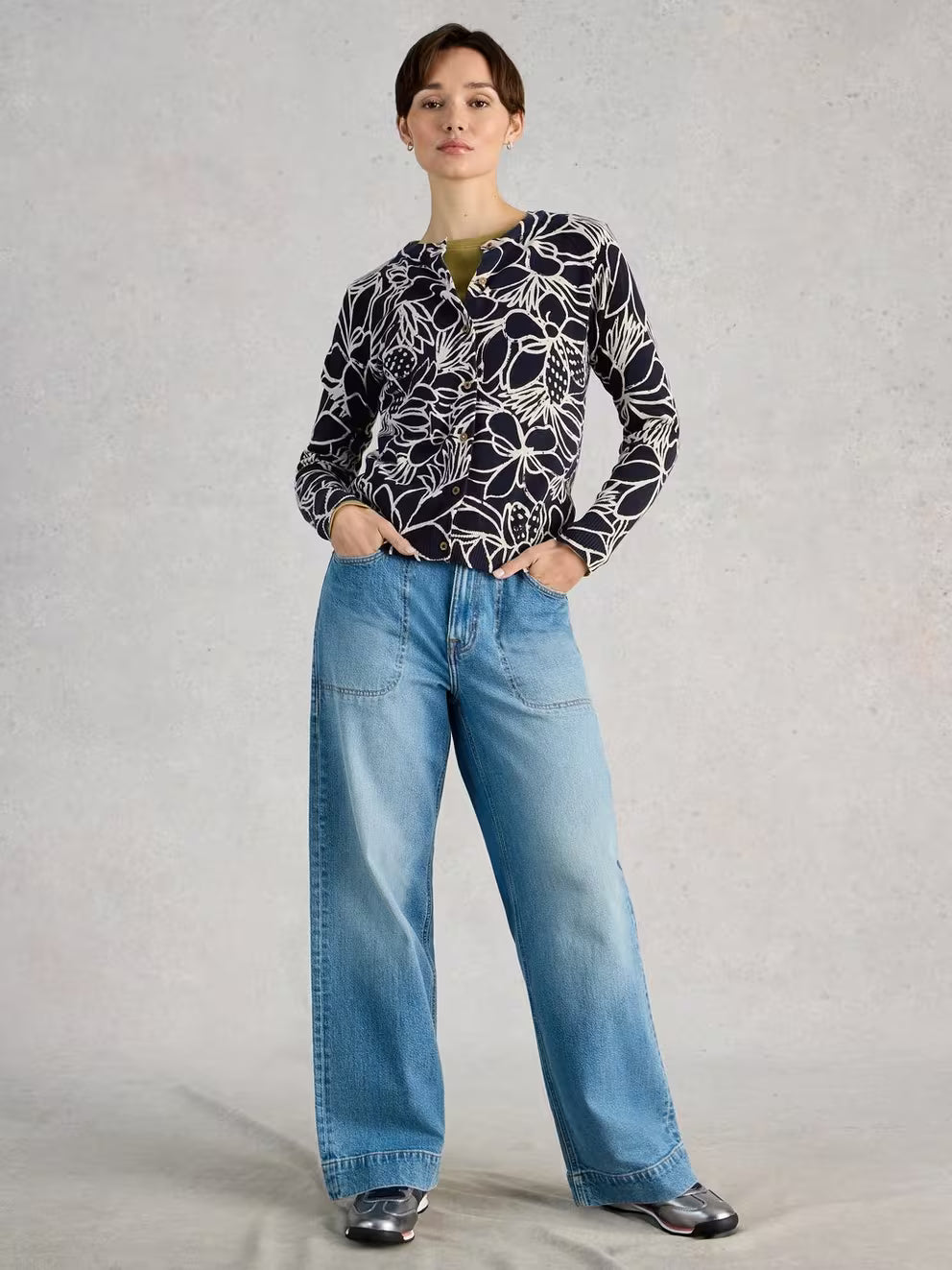 White Stuff Lulu Print Cardi - Navy Multi