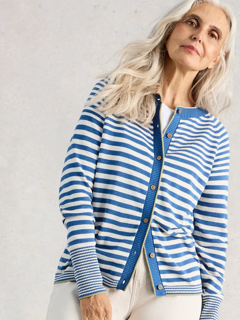 White Stuff Lulu Stripe Cardi - Blue Multi