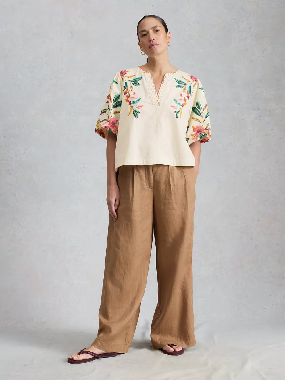 White Stuff Maeve Embroidered Top - Ivory Multi