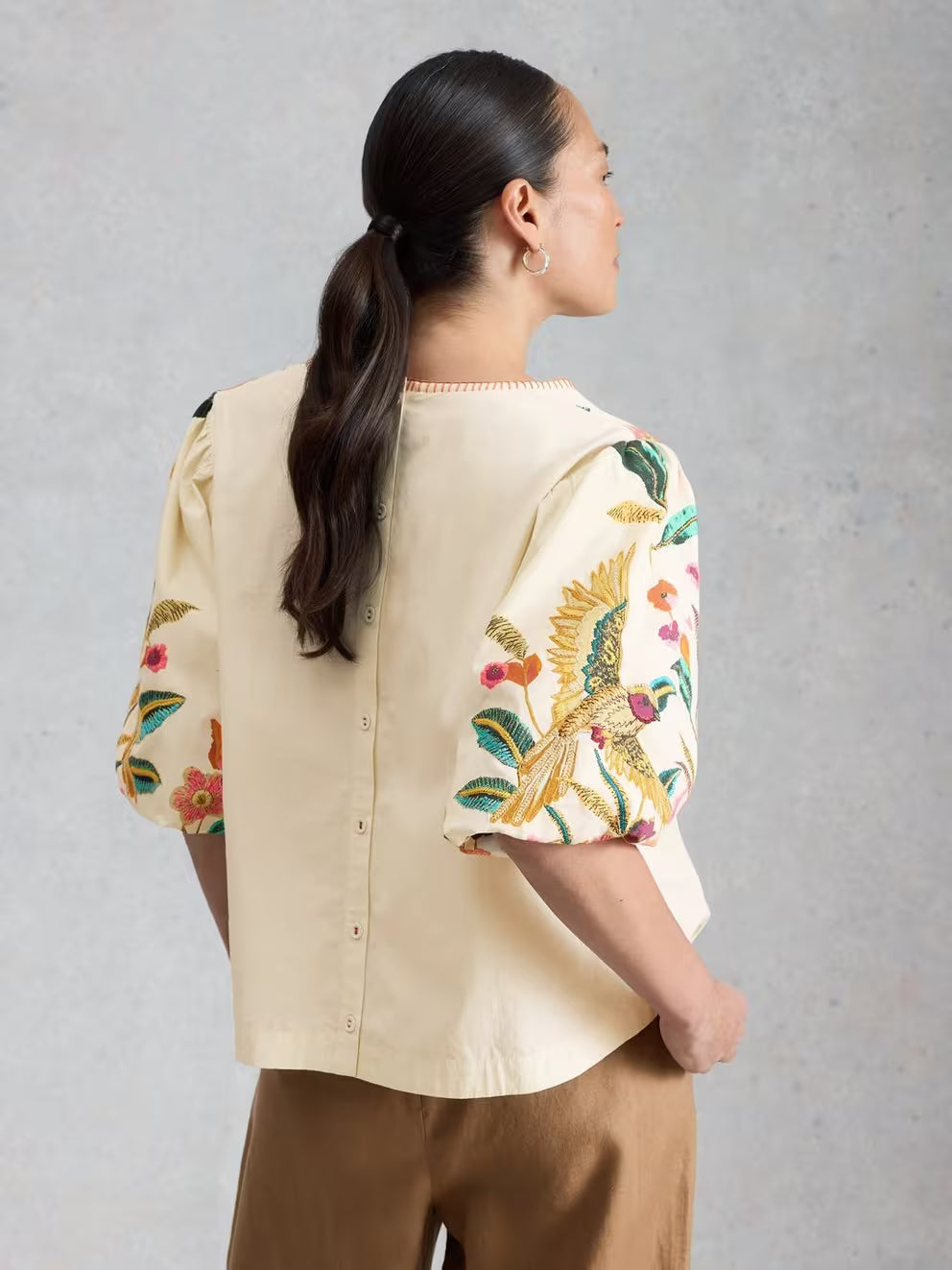 White Stuff Maeve Embroidered Top - Ivory Multi