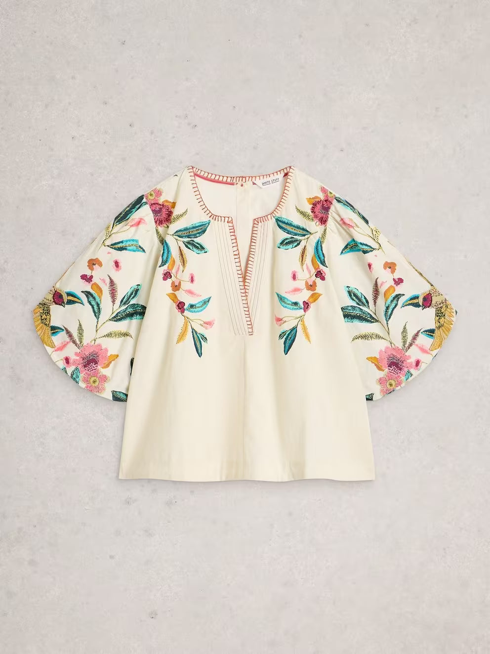 White Stuff Maeve Embroidered Top - Ivory Multi