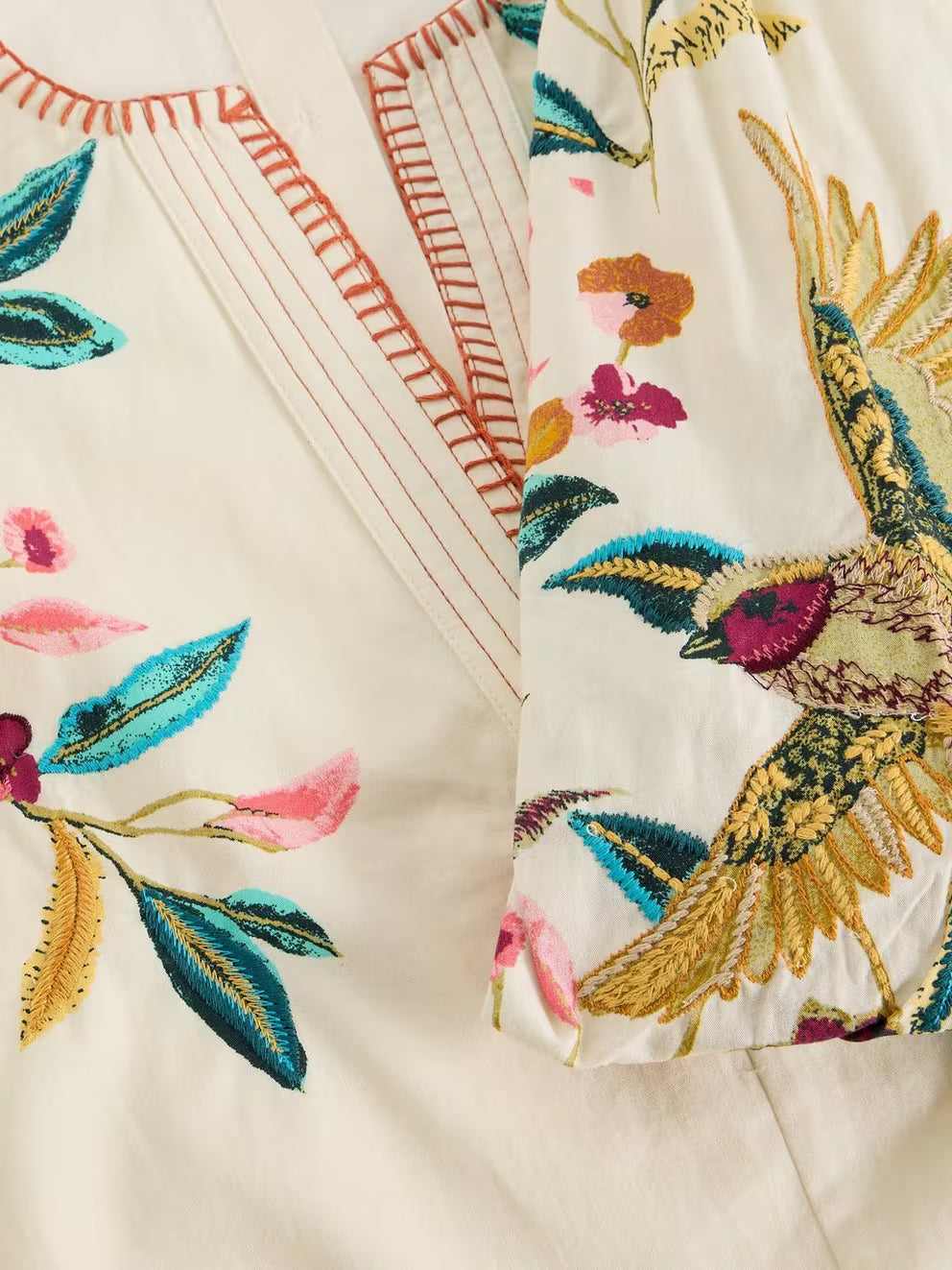 White Stuff Maeve Embroidered Top - Ivory Multi