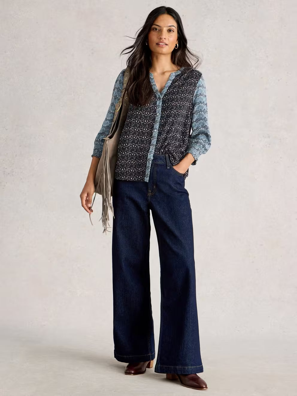 White Stuff May Mixed Print Top - Blue Multi